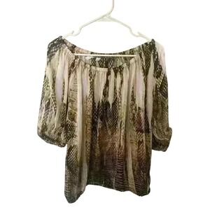 New York & Company Snake Skin Print 3/4 Sleeve Blouse Size Small‎